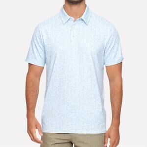 NEW FLAGS & ANTHEM men's cobbtown short sleeve performance polo in blue floral